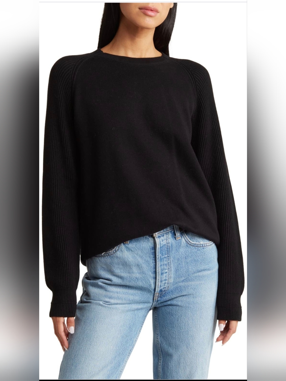 Vince Black Ribbed Cotton Pullover Sweater Meduim NWT